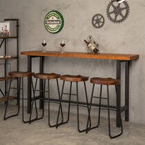 Industrial style American retro bar clear bar table and chair living room high foot bar table and chair combination solid wood outdoor table and chair