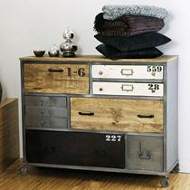American style retro old bucket cabinet loft Industrial style locker Creative iron cabinet Solid wood European style entrance cabinet