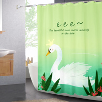 Nordic ins shower curtain tarpaulin Bathroom toilet partition curtain Shower curtain Shower curtain set free hole