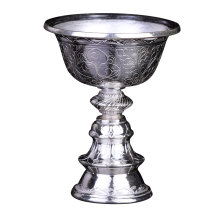 Sterling Silver Ghee Lamp Holder Nepal Hand Carved Candle Ghee Lamp Sterling Silver Lamp Holder 6cm