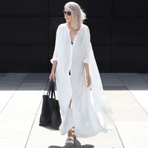 Seaside Resort Beach Sunscreen Cardigan Bikini Swimsuit Blouse Long Chiffon Shaw Sunscreen Coat