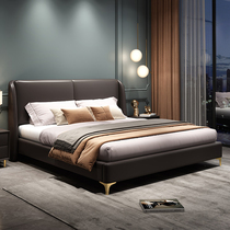 zhen leather bed light luxury ins network red bed minimalist bed in the master bedroom bed 1 8 meters nuptial bed bed new bed Italian