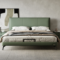 Italian minimalist bed Leather bed Nordic simple modern bed Light luxury master bedroom double bed 1 8 meters wedding bed New bed