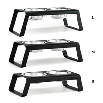 Folding dog bowl Dog bowl water basin Double bowl Stainless steel anti-tipping protection cervical dog food bowl Dog food bowl rack Large dog