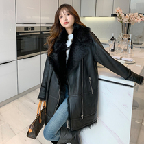 Spain imported Tuscan fur coat female lamb fur young coat long