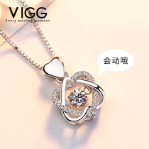 925 Beating Heart Sterling Silver Necklace Female Clavicle Chain Valentines Day Tanabata gift gift box send girlfriend send wife