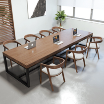 Solid wood meeting table and chairs combined long table rectangular working table long bar table desk brief modern meeting room table