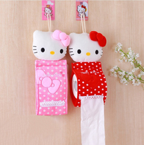 Kitty lazy creative roll paper pumping cute cartoon Jingle paper towel set Wall-mounted plush fabric paper towel hanging