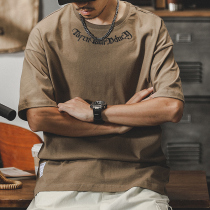 American retro short sleeve T-shirt for men 2022 New ins Chains pure cotton weighs loose big code mens summer
