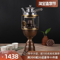 Blast kerosene air lamp Pure copper Chinese tea set Boiling water tea coffee stove Vintage winding old oil lamp