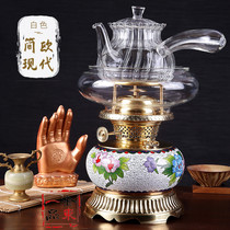 Cloisonne kerosene lamp Air lamp Pure copper Chaoshan Chinese tea set Health boiling water tea lamp stove Coffee