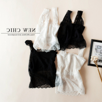 Base shirt female spring and summer Korean version of Joker anti-light high-end lace sexy breast wrap inner strap vest Black White