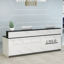 The company front desk hotel training class special-shaped beauty salon white baking paint cash register bar reception desk simple and modern
