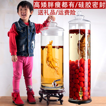Ginseng bubble wine bottle sealed wine glass jar with faucet large capacity bubble wine jar High-end special wine bottle large wine tank