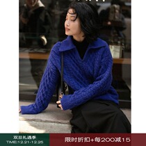 Rui time lazy breath soft waxy young mohair wool POLO collar fashionable retro twisted sweater women autumn and winter