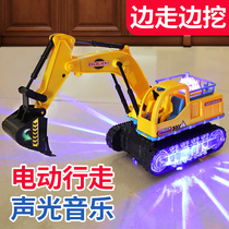 Childrens electric excavator toy boy flash music toy car electric universal engineering car excavator model