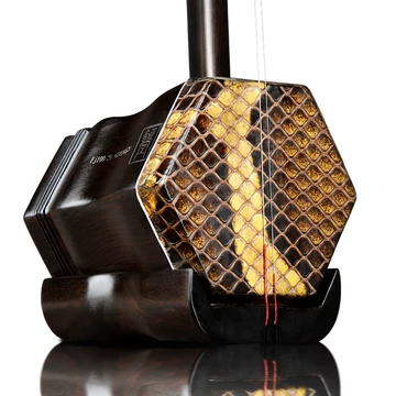【美品】敦煌牌 二胡・レザーハードケース付き　へび皮 美品】敦煌牌 二胡・レザーハードケース付き へび皮 - 弦楽器