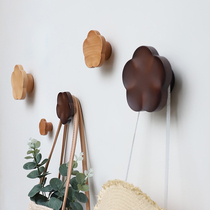 Household solid wood clothes hook strong porch viscose non-perforated adhesive hook creative Nordic Wood hanger wall hanging