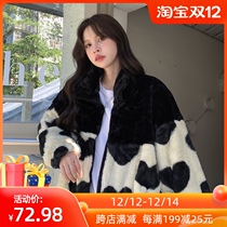 2021 new autumn and winter love cotton-padded clothes female Korean ins thick lamb hair loose coat coat