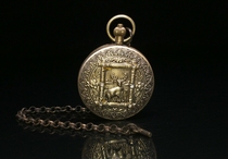 Antique retro nostalgic costume movie props with chain flip double Open deer mini pocket watch mechanical watch