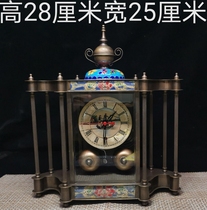 Old-fashioned enamel color Cloisonne table clock Mechanical watch manual clockwork alarm clock Western watch collection film and television props
