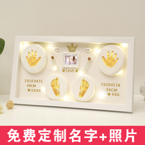 Baby hand and foot ink pad commemorative photo frame newborn fetal hair souvenir 100 days gift Baby Full Moon footprint handprint