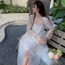 French irregular bandeau dress womens 2021 summer new niche design temperament long fairy skirt