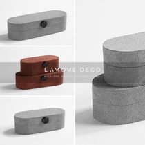 Simple modern brown gray round cover decorative box light luxury desktop ornaments jewelry box interior home decoration