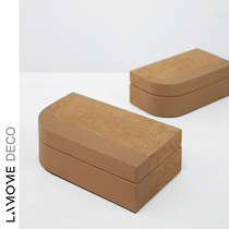 Modern light luxury black orange high-end leather jewelry box wooden storage box model room cloakroom decorative ornaments