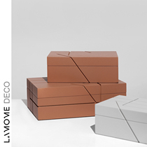 Simple modern light luxury orange gray geometric storage decoration box model shop sales office bedroom makeup cabinet decoration