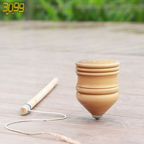  Wooden gyro with whip New locust fitness middle-aged and elderly adults traditional toy whip beating gyro primary school students