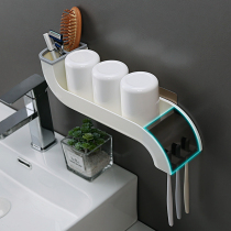Toothbrush rack wall hanging wall-free toilet toothbrush holder suction Wall rinse toothbrush cup tooth cylinder set