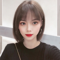  Wig Female short hair Full headgear long hair real hair real hair headgear Full real natural girl round face bobble head