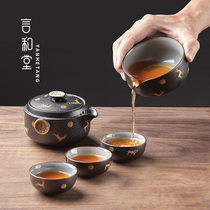 Yan Hutang travel kung fu tea set portable fast guest Cup one pot three cups outdoor bubble teapot portable small set