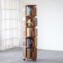 Cherry Wood Solid Wood Rotating Bookshelf Living Room Small Book Cabinet Brief Student Children Plotbook Creative Corner Shelf