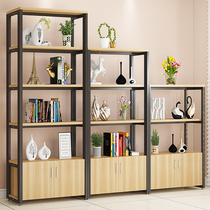 Simple bookshelf floor rack wrought iron multi-layer steel wood shelf office file display rack storage shelf