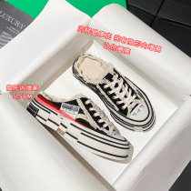Baotou Half slipper female Summer outwear 2022 New inner heightening Heightening Rice Cake Thick Bottom Sails Cloth Shoes Retro Casual Beggar Shoes