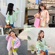 Blue Little Dad girl doll collar shirt 2022 Spring loaded with new Korean version of the Korean Air Network Red female baby pure color blouses