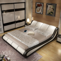 Leather bed tatami master bedroom 1 8 meters pneumatic storage wedding bed 1 5 meters modern simple European leather double bed