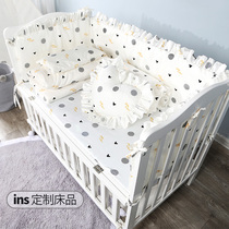 Crib bedside bb bedding breathable four-piece set anti-collision fence soft bag fabric cotton sheets four seasons can be customized