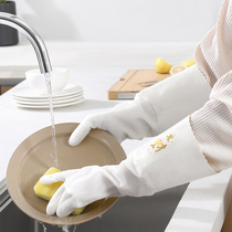 Dishwasher housekeeping kitchen durable winter plus plus thickening warmth housekeeping women waterproof rubber gloves wash clothes