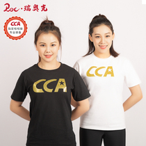 Training cotton T-shirt CCA dazzling gold-classic black white short sleeve cheerleading sports casual breathable top