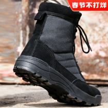 Fall winter security boots men and women tactical anti-velvet high-top combat training boots military fans training security check black security shoes