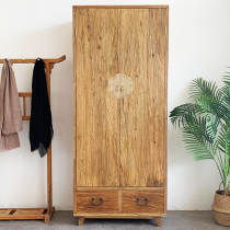 Old elm wardrobe Household bedroom hanging wardrobe Solid wood Chinese cabinet Zen furniture floor cabinet storage storage customization
