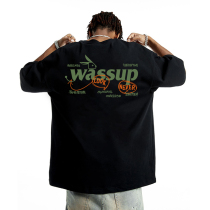 WASSUP HEODS Tide casual short sleeve T-shirt men summer 2023 Rabbit New Pure Cotton Loose Couple Clothing