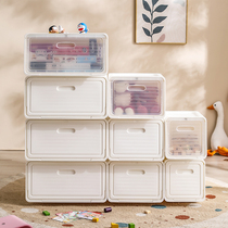 Childrens toy storage box Home clothes finishing front open large capacity transparent flip snack book storage box