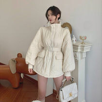 2021 new Korean stand-up collar jacket womens winter loose all-match bread suit mid-length waist coat quilted jacket