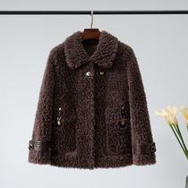 2021 new cashmere coat Womens Small short lapel fashion wool fur coat