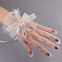 Bride Korean Gloves Fashion wedding dress long lace short wedding fairy flowers white women thin