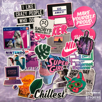  23 steam wave Cyberpunk art style luggage tide brand European and American waterproof creative stickers Skateboard stickers